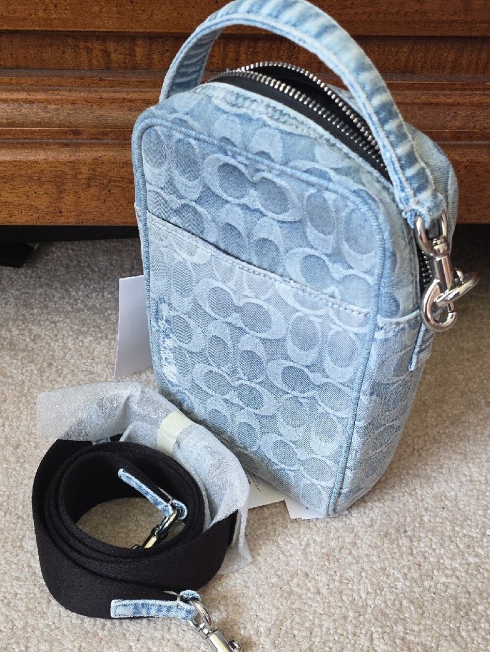 Coach Light Blue Denim Signature Crossbody Bag - Picture 3 of 4